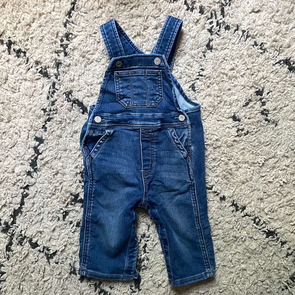 Gap blue denim overalls 6-12 months
